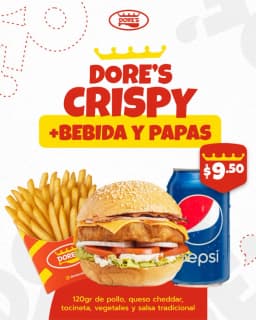 DORE'S CRISPY + PAPAS Y BEBIDA