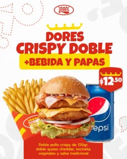 DORE'S CRISPY DOBLE + PAPAS Y BEBIDA